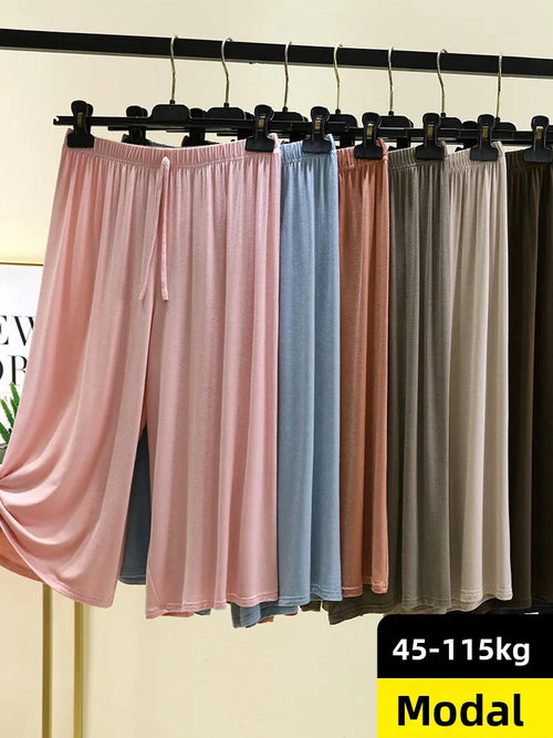 Modal Wide Leg Pants Women Summer Thin Home Spwear Pure Color Casual Loose Comfortable Seven-Foot Pants