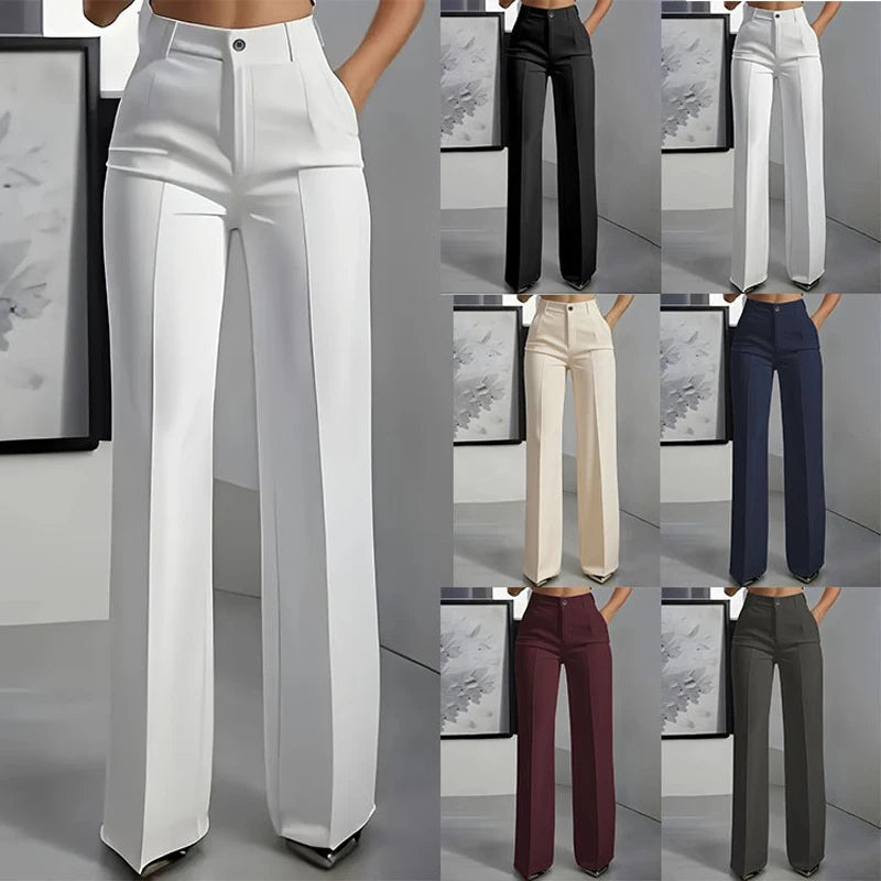 New 2025 Women's High-Waisted Draped Straight-Cut Suit Pants Simple European American Cross-Border Fashion for Women